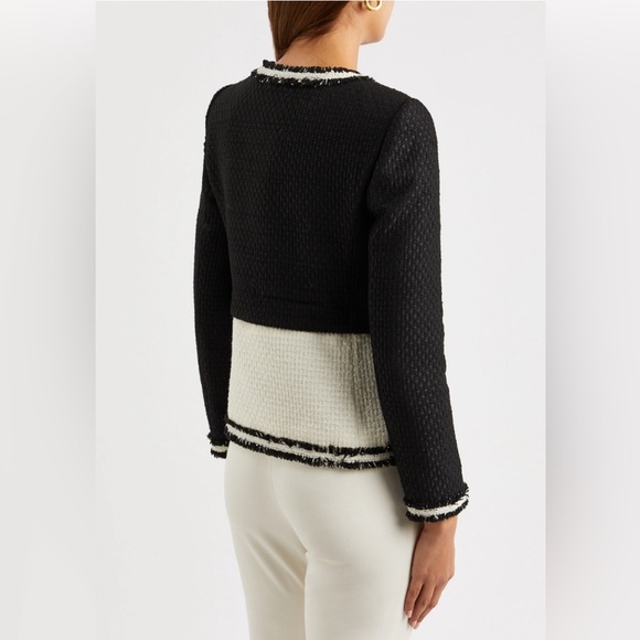 NWT Alice + Olivia Kidman Two-Fer Boxy Raw Edge Jacket Size Small $595 - Picture 14 of 16